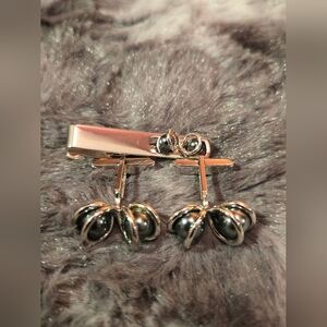 SWANK Vintage Silver and Black Cuff Links 1960s
